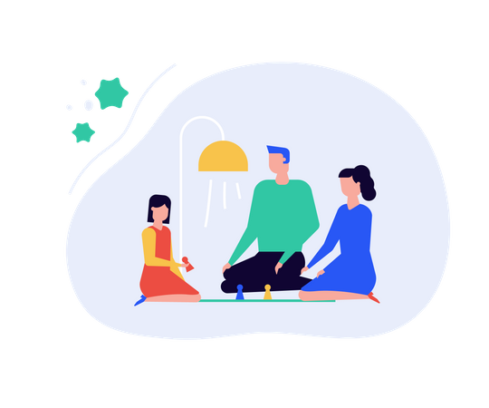 Family staying at home  Illustration