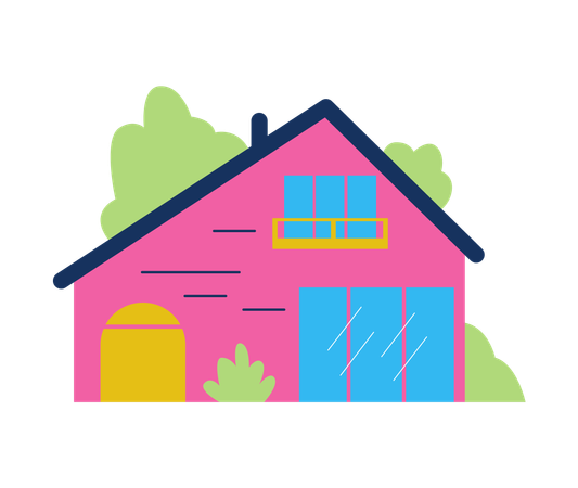 Family suburban cottage  Illustration
