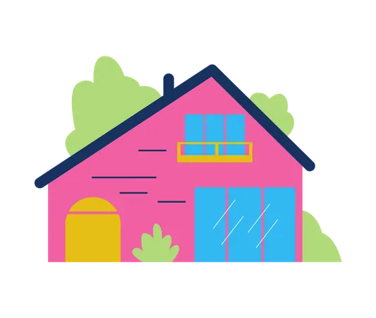 Family suburban cottage  Illustration