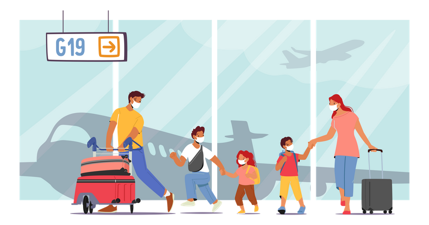 Family Summer Vacation And Travel Illustration