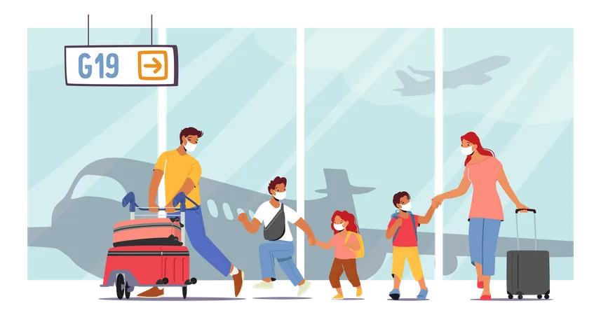 Family Summer Vacation And Travel  Illustration