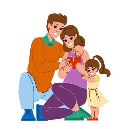 Family Support Vector Care Help Love Together Happy Health Children Charity Paper Adult Mental Family Support Character People Flat Cartoon Illustration Illustration