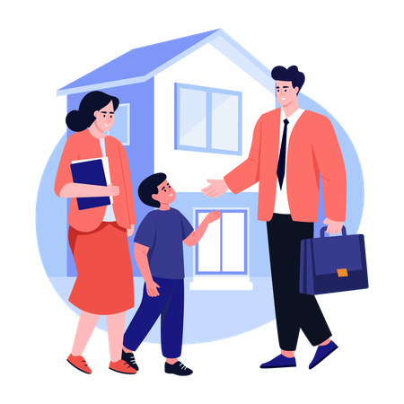 Family takes house tour  Illustration