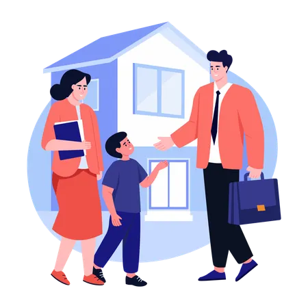 Family takes house tour  Illustration