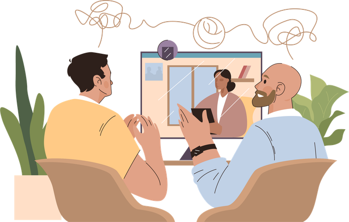 Family talking on video call  Illustration