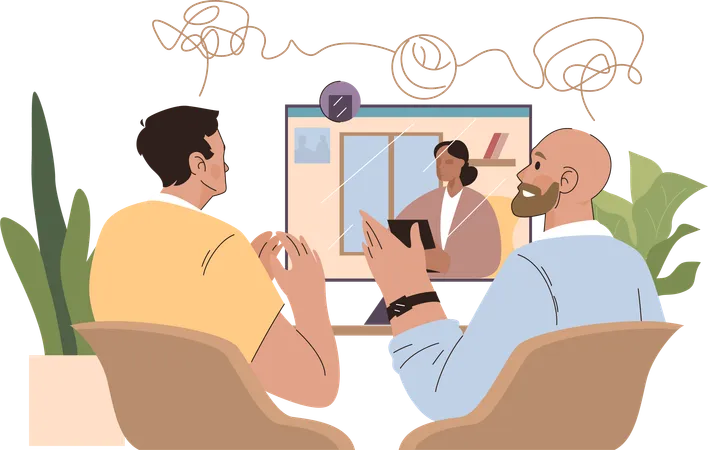 Family talking on video call  Illustration