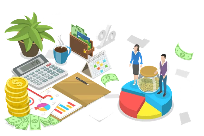 3 D Isometric Flat Vector Conceptual Illustration Of Family Taxes Accounting Budget Planning And Analysis Illustration