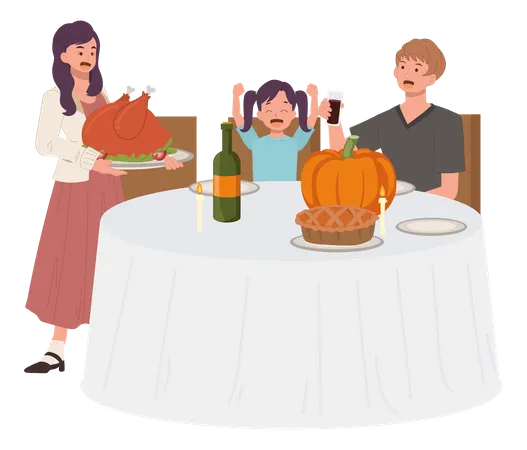 Family Thanksgiving Celebration  イラスト