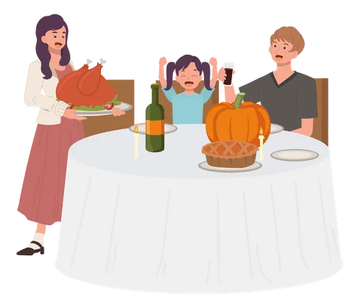 Family Thanksgiving Celebration  Illustration