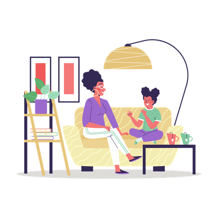 Family therapy or conversation with child  Illustration
