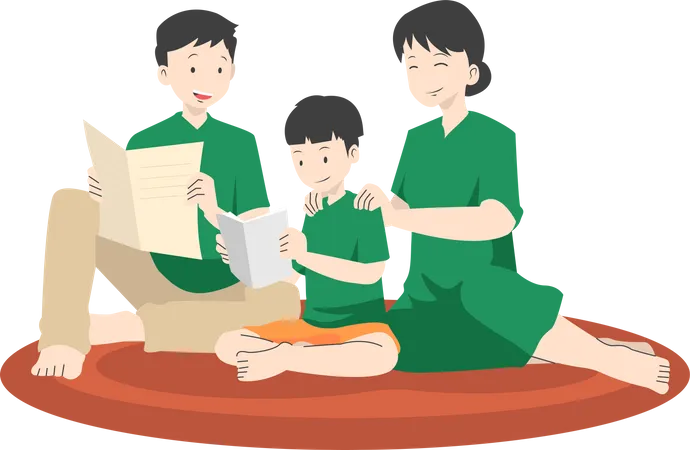 Family Time Illustration In Flat Design Style Illustration