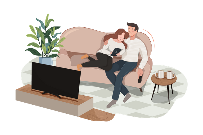 Family time at home Illustration