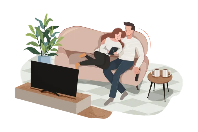 Family time at home Illustration