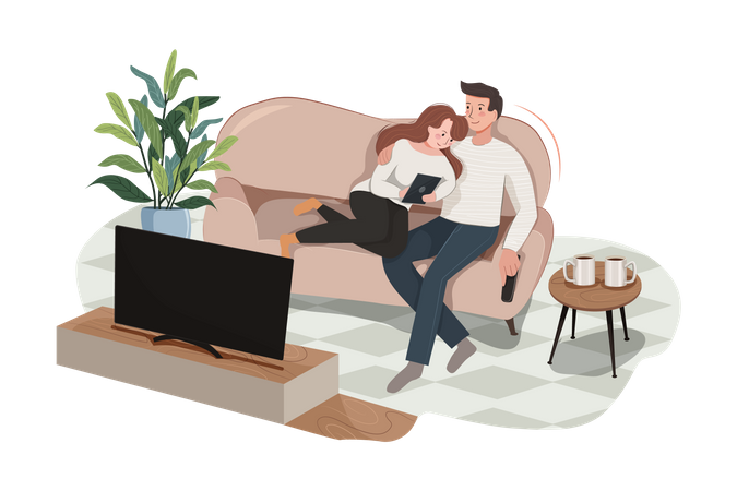 Family time at home  Illustration