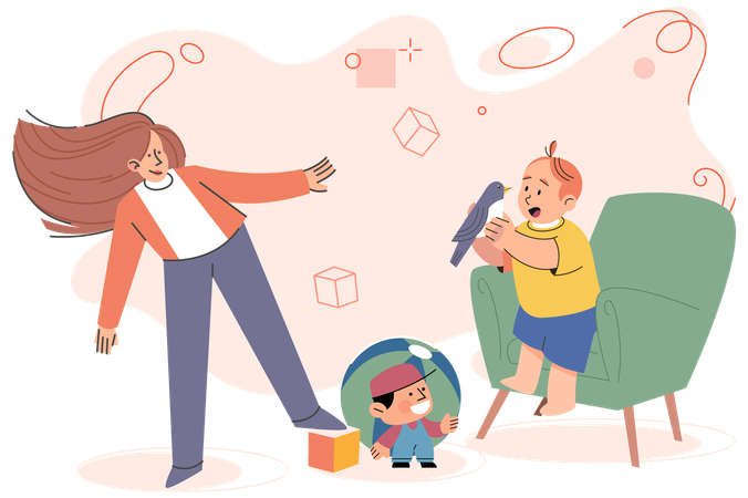 Family time dedicated to playing games time well spent  Illustration