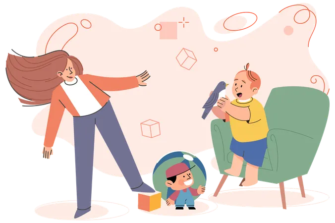 Family time dedicated to playing games time well spent  Illustration