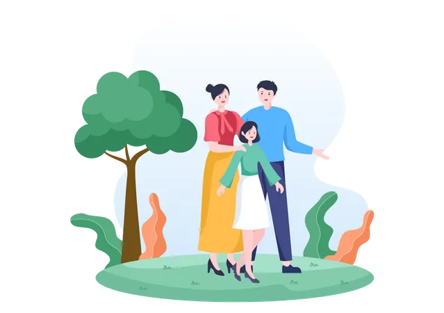Family Time Parents and Children Illustration