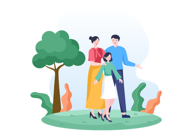 Family Time Parents and Children  Illustration