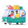 family traveling illustration