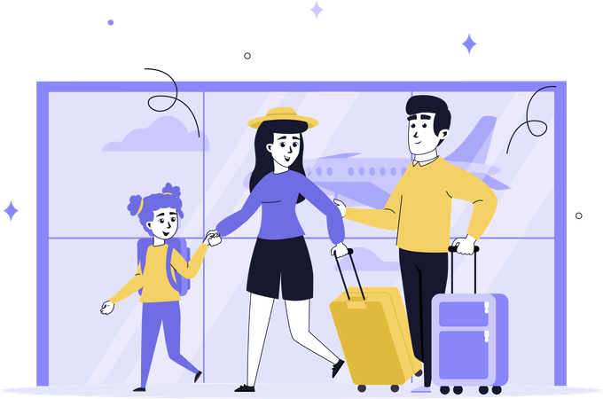 Family travelling for vacation  Illustration