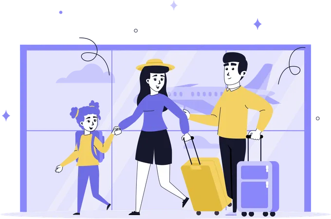 Family travelling for vacation  Illustration
