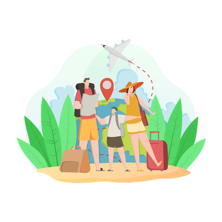 Family travelling  イラスト