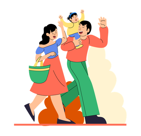 Family travelling together  Illustration