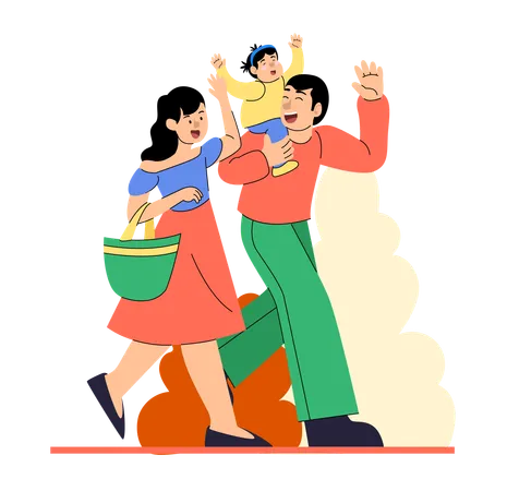 Family travelling together  Illustration