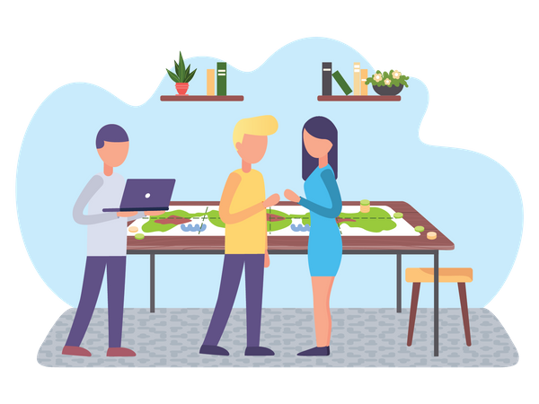 Family trip planning  イラスト