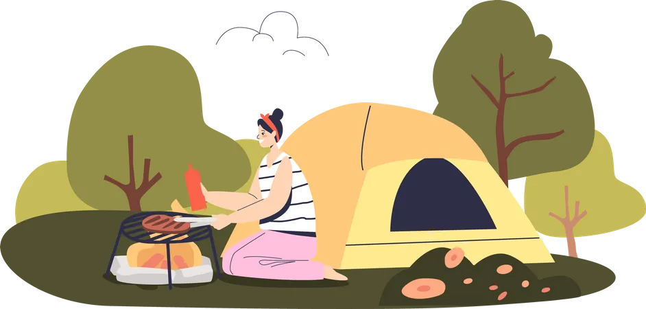Family vacation at camp Illustration