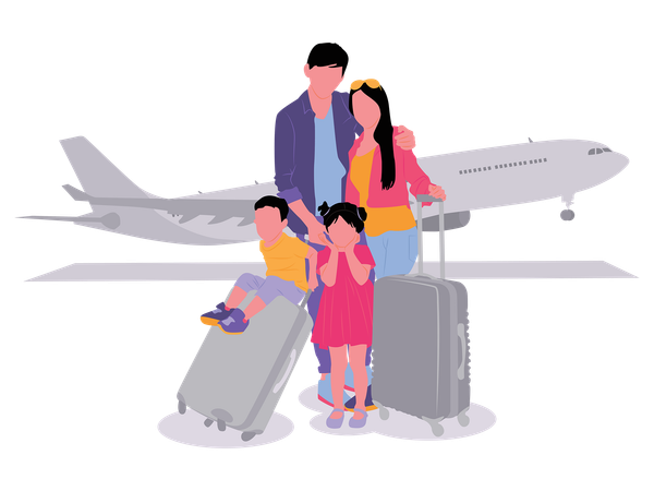 Family waiting flight  Illustration