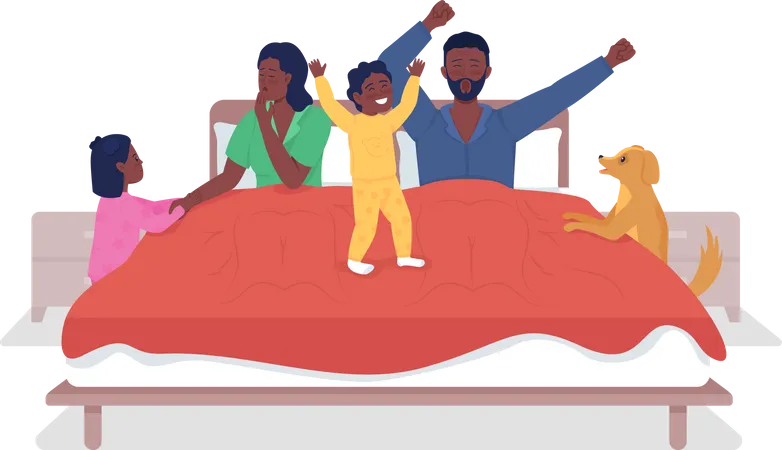 Family waking up  Illustration