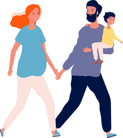 Family walking together Illustration