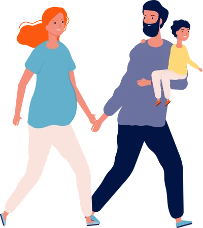 Family walking together Illustration