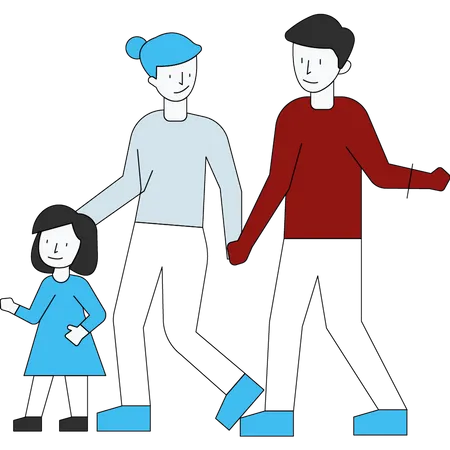 Family walking together  Illustration