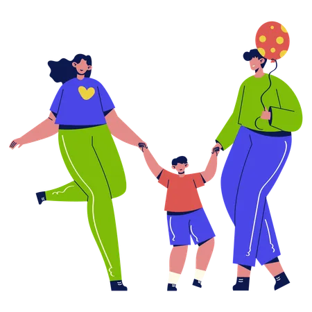 Family walking together  Illustration