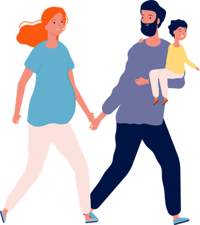 Family walking together  Illustration