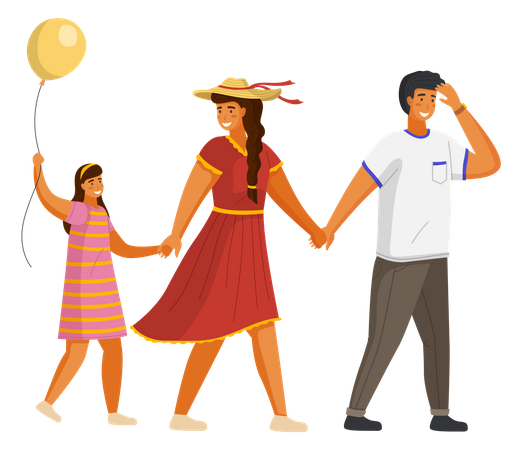 Family walking together  Illustration