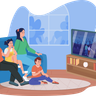 family watching show illustration svg