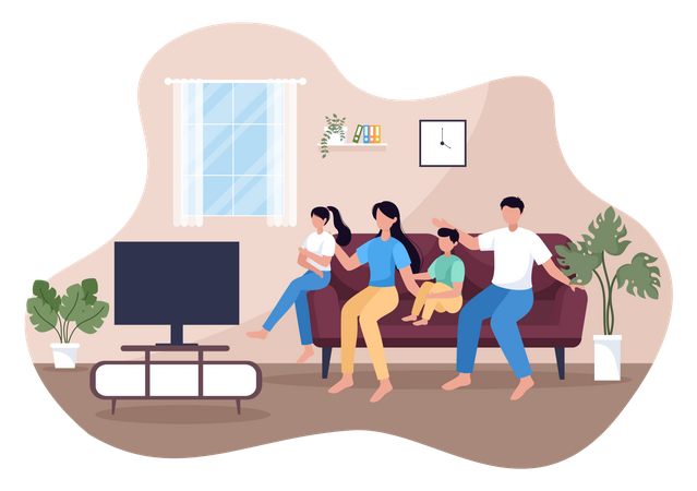 Family Watching tv  Illustration