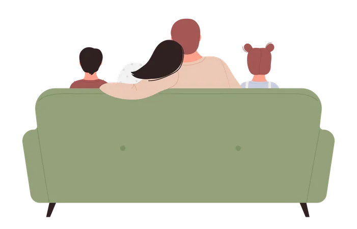 Family watching tv together  Illustration