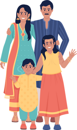 Family wearing indian ethnic outfits  Illustration