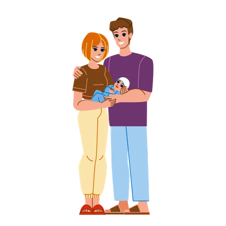 Family With Baby Vector Child Woman Happy Mother Young Love Kid Girl Home Fun Parent Together Man Lifestyle Joy Beautiful Family With Baby Character People Flat Cartoon Illustration Illustration