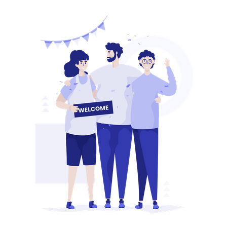 Family welcoming Illustration