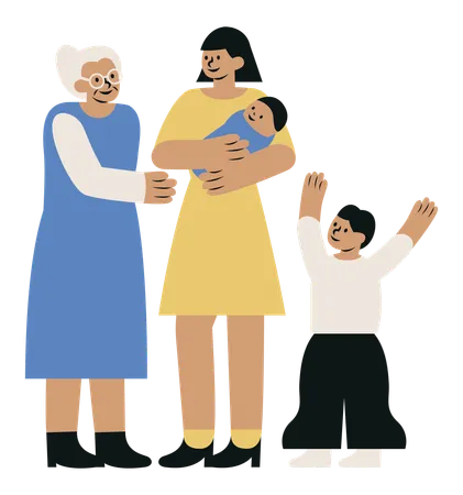 Family with Different Generations  Illustration