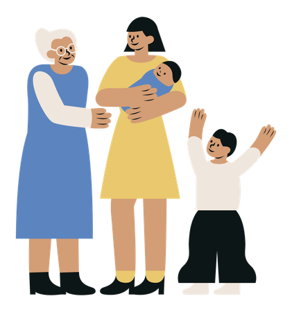 Family with Different Generations  Illustration