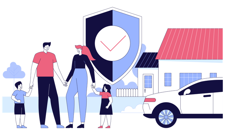 Family with insurance  Illustration