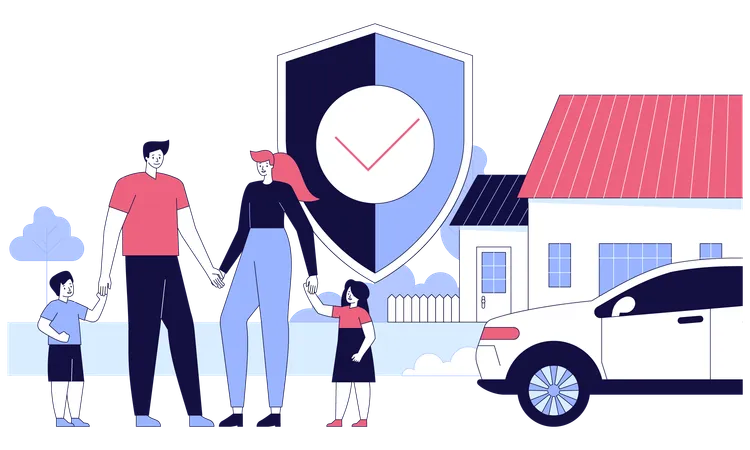 Family with insurance  Illustration