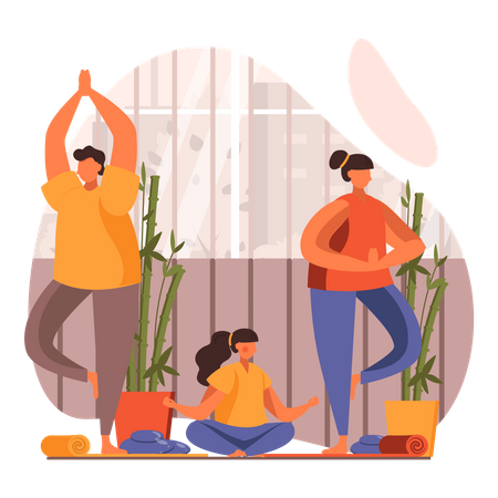 Family yoga Illustration