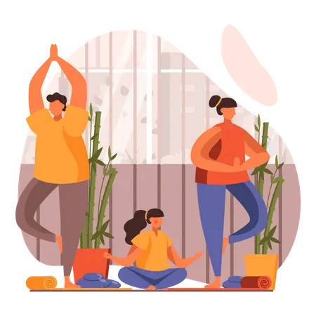 Family yoga  Illustration